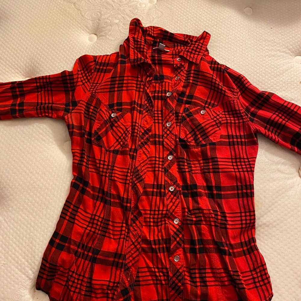 Red Plaid Button Up Flannel